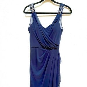 Xscape Petite Navy Blue Formal Gown Maxi Wedding Prom Dress